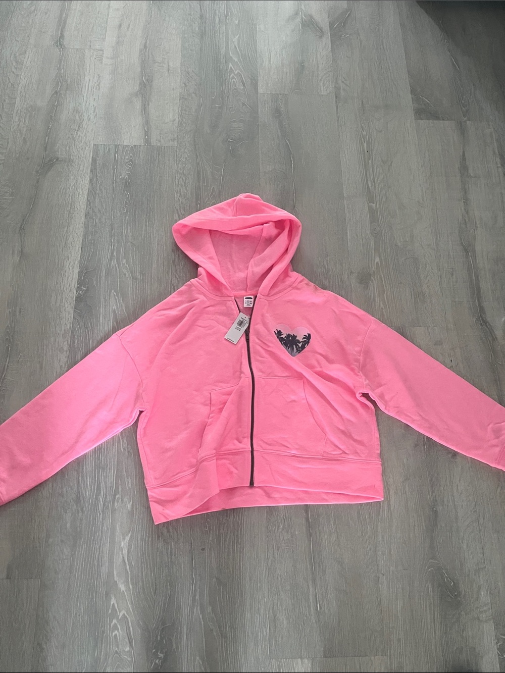 Old Navy Girls' Pink Zip-Up Hoodie with Heart Silhouette